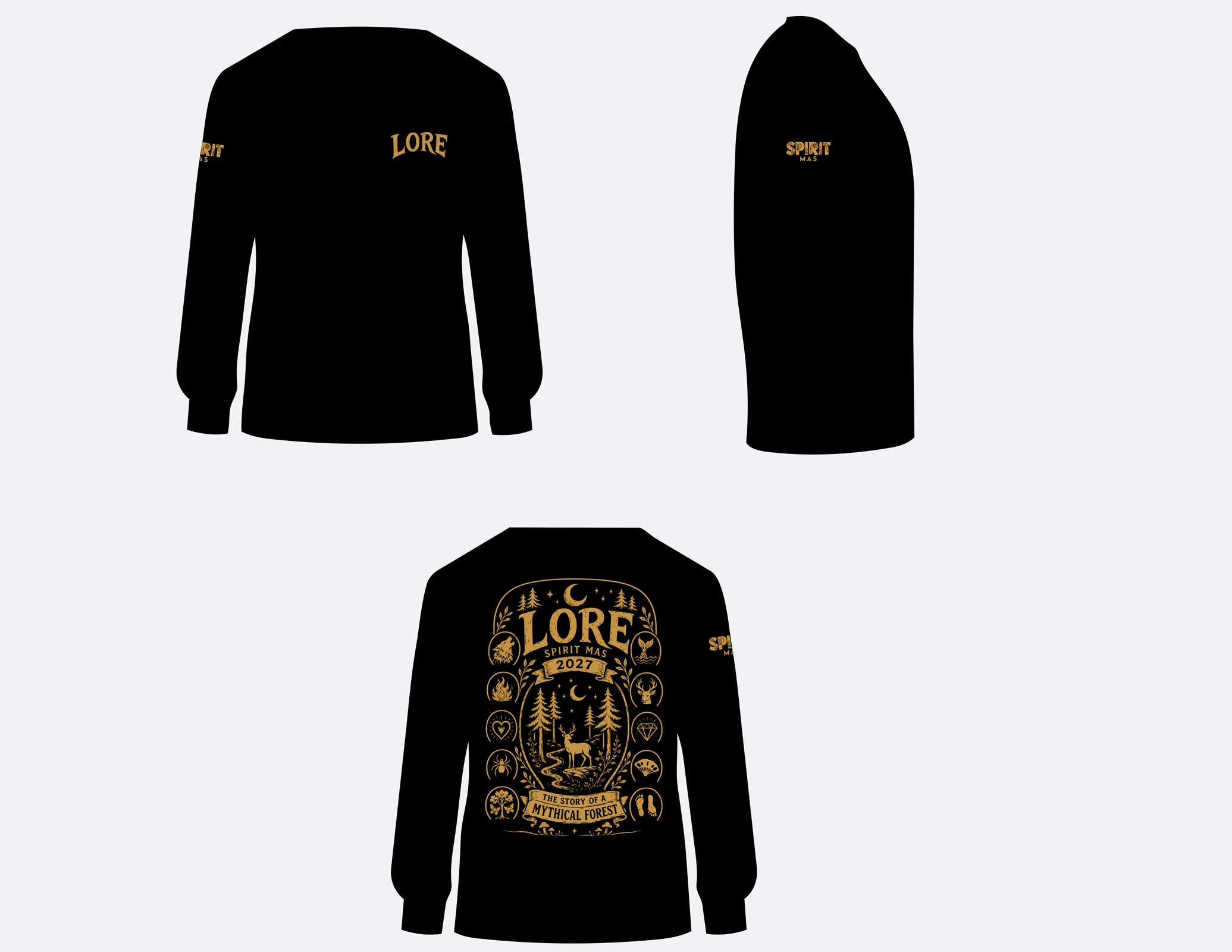 Unisex Long Sleeve in Black & Gold Logo